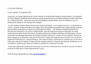 2019 12 14 TOULON CONFERENCE L 'ALGERIE ROMAINE PAR DANIELE MASSE
